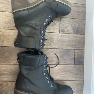 Dr. Scholl's Black Ankle Boots with Lace-Up Design